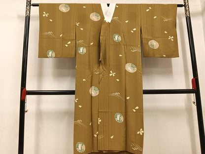 平和屋着物●長襦袢　無双仕立て　兎花文　正絹　逸品　AABK4344ph