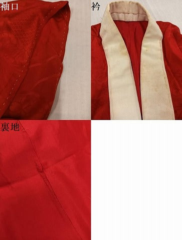 平和屋着物●長襦袢　袷　花鼓地紋　紅海老茶色　正絹　逸品　AABK4347ph