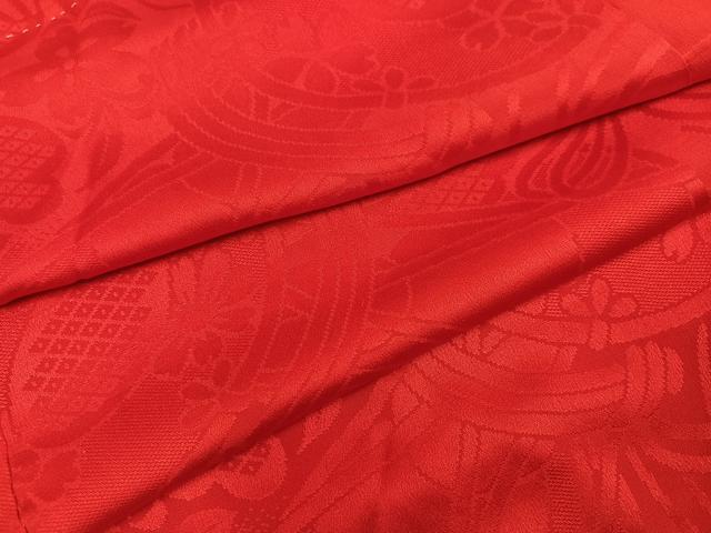 平和屋着物●長襦袢　袷　花鼓地紋　紅海老茶色　正絹　逸品　AABK4347ph