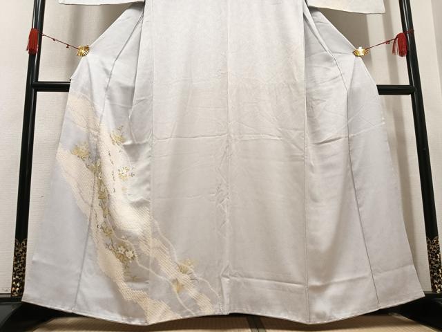平和屋着物●訪問着　絞り　草花文　金彩　正絹　逸品　AABK4348ph