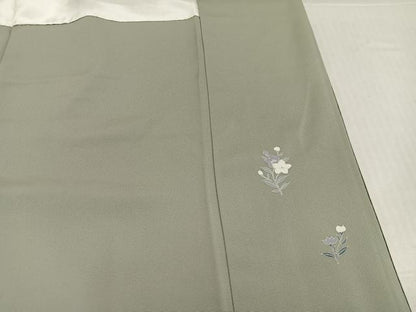 平和屋着物●訪問着　駒刺繍　短冊草花文　暈し染め　金彩　正絹　逸品　AABK4351ph