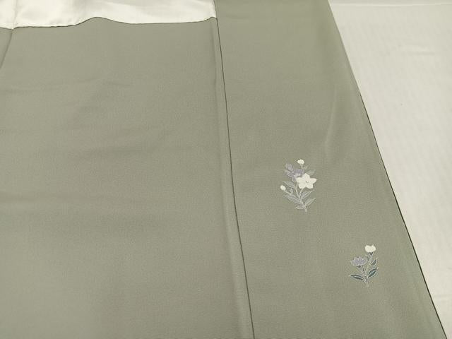 平和屋着物●訪問着　駒刺繍　短冊草花文　暈し染め　金彩　正絹　逸品　AABK4351ph