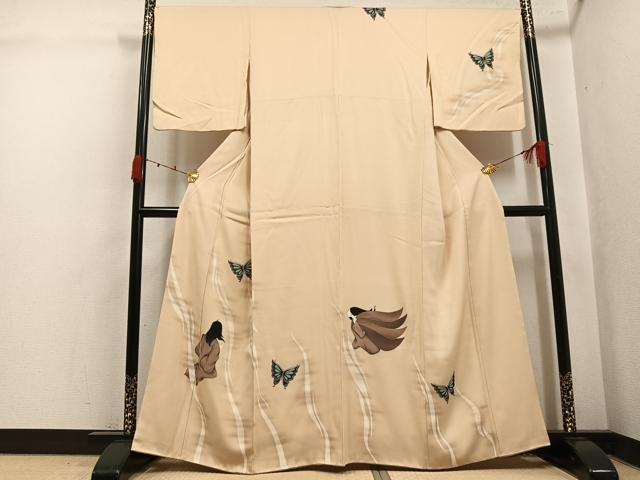 平和屋着物●訪問着　女人舞蝶文　正絹　逸品　AABK4352ph