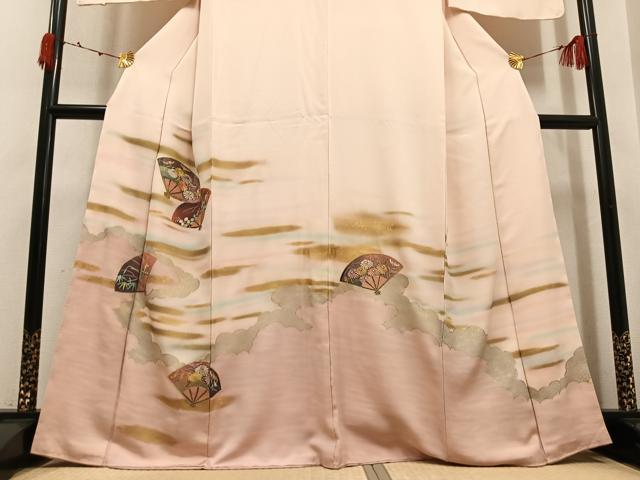平和屋着物●豪華色留袖　刺繍　扇面花文　暈し染め　金彩　正絹　逸品　未使用　AABK4353ph