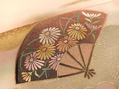 平和屋着物●豪華色留袖　刺繍　扇面花文　暈し染め　金彩　正絹　逸品　未使用　AABK4353ph