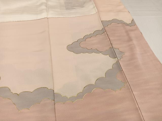 平和屋着物●豪華色留袖　刺繍　扇面花文　暈し染め　金彩　正絹　逸品　未使用　AABK4353ph