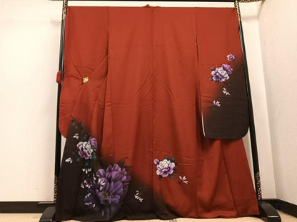 平和屋着物●豪華振袖　草花文　暈し染め　正絹　逸品　AABK4355ph