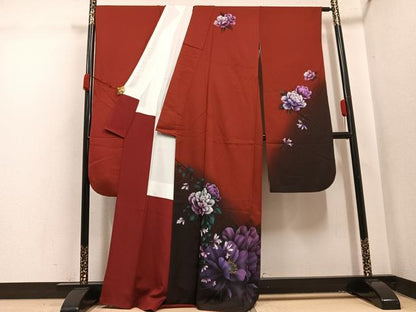 平和屋着物●豪華振袖　草花文　暈し染め　正絹　逸品　AABK4355ph