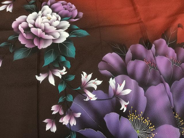 平和屋着物●豪華振袖　草花文　暈し染め　正絹　逸品　AABK4355ph