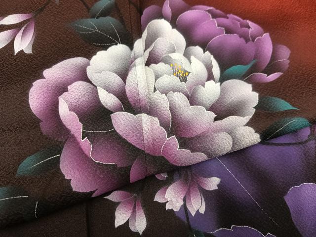 平和屋着物●豪華振袖　草花文　暈し染め　正絹　逸品　AABK4355ph