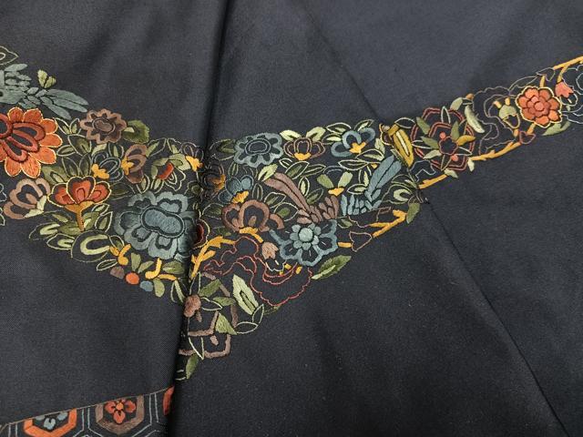 平和屋着物●本場縞大島紬　訪問着　総刺繍　草花文　金彩　ますいわ屋扱い　正絹　逸品　AABK4356ph