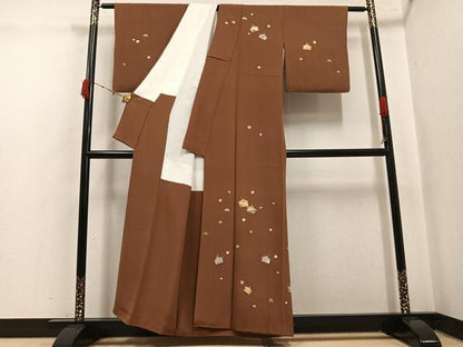 平和屋着物●訪問着　絵馬　草花文　金彩　正絹　逸品　AABK4363ph