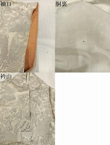 平和屋着物●本場大島紬　白大島　80亀甲　風景文　正絹　逸品　AABK4364ph