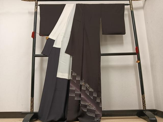 平和屋着物●訪問着　南天文　暈し染め　金彩　正絹　逸品　AABK4366ph