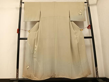 平和屋着物●十日町　名門　滝泰謹製　訪問着　絞り　草花文　暈し染め　金彩　正絹　逸品　AABK4371ph