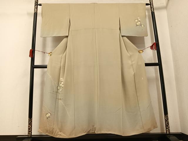 平和屋着物●十日町　名門　滝泰謹製　訪問着　絞り　草花文　暈し染め　金彩　正絹　逸品　AABK4371ph