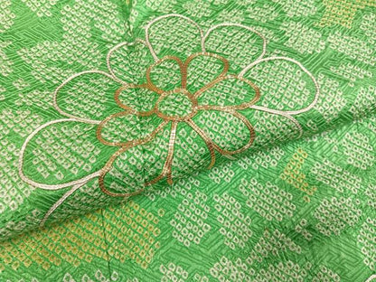 平和屋着物●訪問着　絞り　駒刺繍　花尽くし　正絹　逸品　AABK4372ph