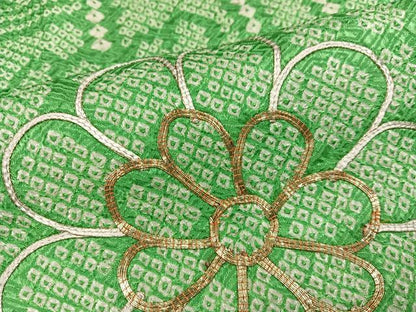 平和屋着物●訪問着　絞り　駒刺繍　花尽くし　正絹　逸品　AABK4372ph