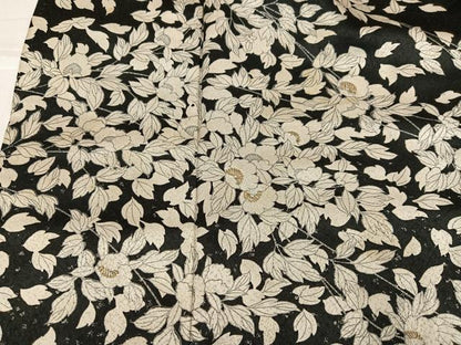 平和屋着物●訪問着　刺繍　枝花文　黒地　正絹　逸品　AABK4373ph