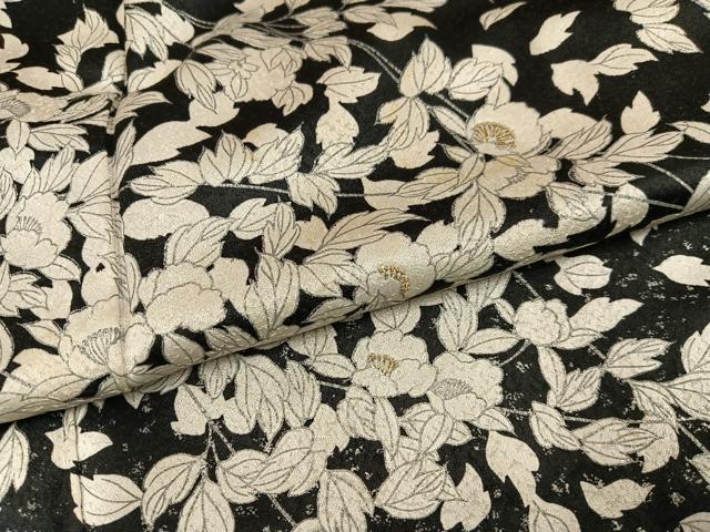 平和屋着物●訪問着　刺繍　枝花文　黒地　正絹　逸品　AABK4373ph