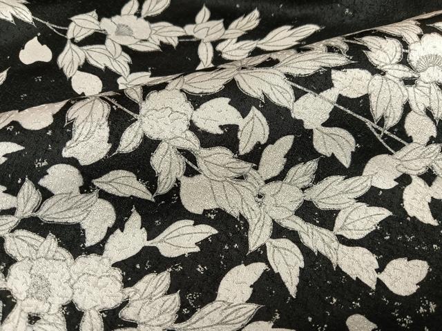 平和屋着物●訪問着　刺繍　枝花文　黒地　正絹　逸品　AABK4373ph