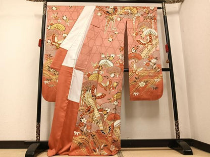 平和屋着物●豪華振袖　花蝶文　金彩　正絹　逸品　AABK4374ph