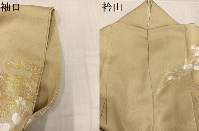 平和屋着物●訪問着　駒刺繍　地紙花文　金彩　ロング丈　正絹　逸品　AABK4375ph