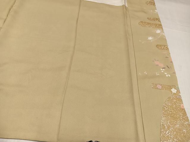 平和屋着物●訪問着　駒刺繍　地紙花文　金彩　ロング丈　正絹　逸品　AABK4375ph