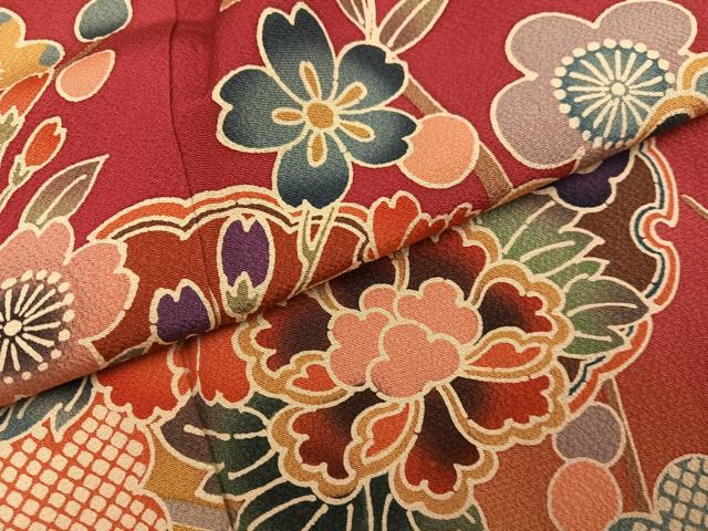 平和屋着物●豪華振袖　紅型　雪輪花蝶文　暈し染め　正絹　逸品　AABK4376ph
