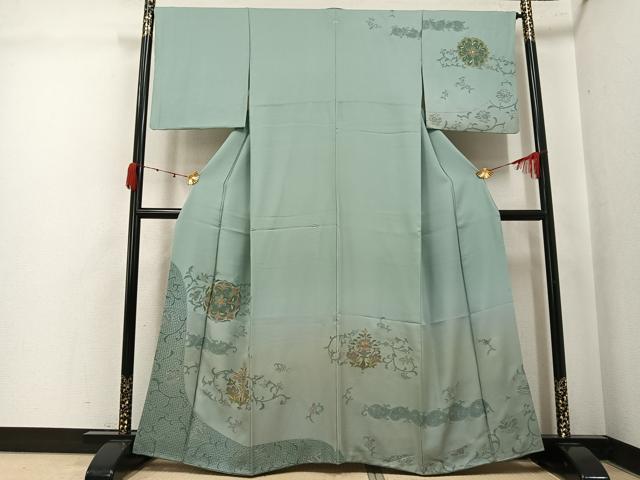 平和屋着物●訪問着　総刺繍　中国三大刺繍　汕頭刺繍　スワトウ刺繍　更紗唐草文　暈し染め　金糸　正絹　逸品　AABK4377ph