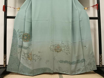 平和屋着物●訪問着　総刺繍　中国三大刺繍　汕頭刺繍　スワトウ刺繍　更紗唐草文　暈し染め　金糸　正絹　逸品　AABK4377ph