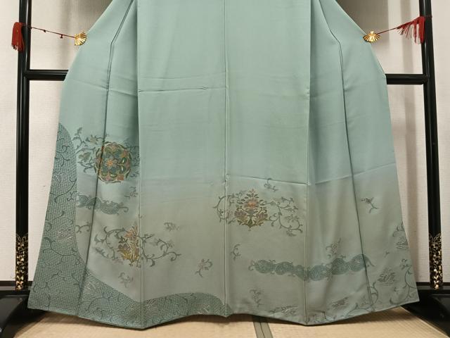 平和屋着物●訪問着　総刺繍　中国三大刺繍　汕頭刺繍　スワトウ刺繍　更紗唐草文　暈し染め　金糸　正絹　逸品　AABK4377ph