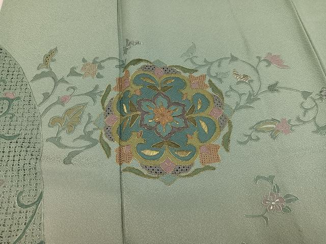 平和屋着物●訪問着　総刺繍　中国三大刺繍　汕頭刺繍　スワトウ刺繍　更紗唐草文　暈し染め　金糸　正絹　逸品　AABK4377ph