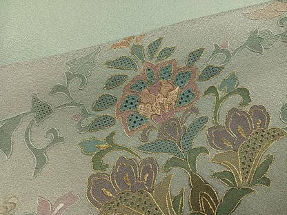 平和屋着物●訪問着　総刺繍　中国三大刺繍　汕頭刺繍　スワトウ刺繍　更紗唐草文　暈し染め　金糸　正絹　逸品　AABK4377ph