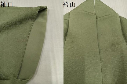 平和屋着物●豪華色留袖　風景草花地紋　色無地　柳茶色　正絹　逸品　AABK4382ph