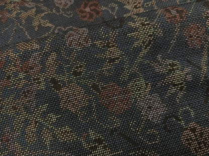 平和屋着物●本場大島紬　9マルキ　草花間道　正絹　逸品　未使用　AABK4383ph