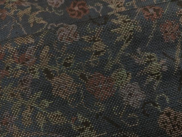 平和屋着物●本場大島紬　9マルキ　草花間道　正絹　逸品　未使用　AABK4383ph