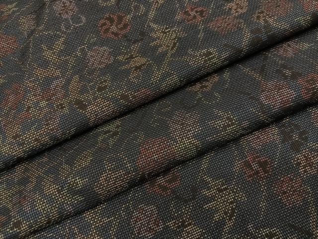 平和屋着物●本場大島紬　9マルキ　草花間道　正絹　逸品　未使用　AABK4383ph