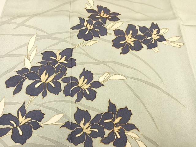平和屋着物○訪問着 駒刺繍 草花文 金彩 正絹 逸品 AABK4385ph