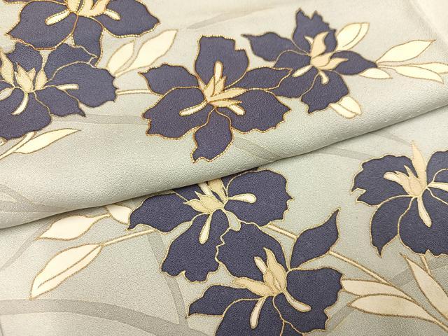 平和屋着物○訪問着 駒刺繍 草花文 金彩 正絹 逸品 AABK4385ph