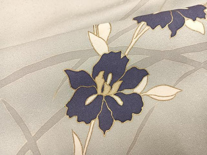 平和屋着物●訪問着　駒刺繍　草花文　金彩　正絹　逸品　AABK4385ph