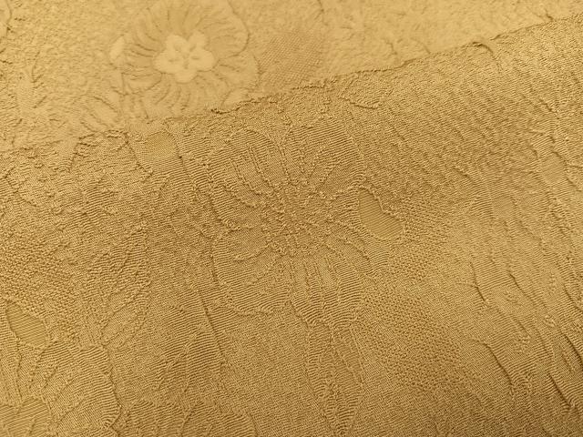 平和屋着物●上質な色無地　辻が花地紋　黄唐茶色　正絹　逸品　未使用　AABK4386ph