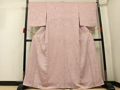 平和屋着物●上質な小紋　地紋起こし　葉尽くし　正絹　逸品　AABK4388ph