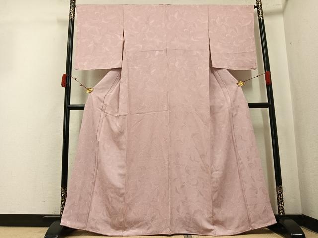 平和屋着物●上質な小紋　地紋起こし　葉尽くし　正絹　逸品　AABK4388ph