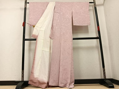 平和屋着物●上質な小紋　地紋起こし　葉尽くし　正絹　逸品　AABK4388ph