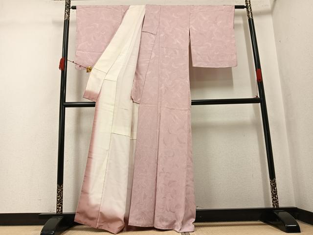 平和屋着物●上質な小紋　地紋起こし　葉尽くし　正絹　逸品　AABK4388ph