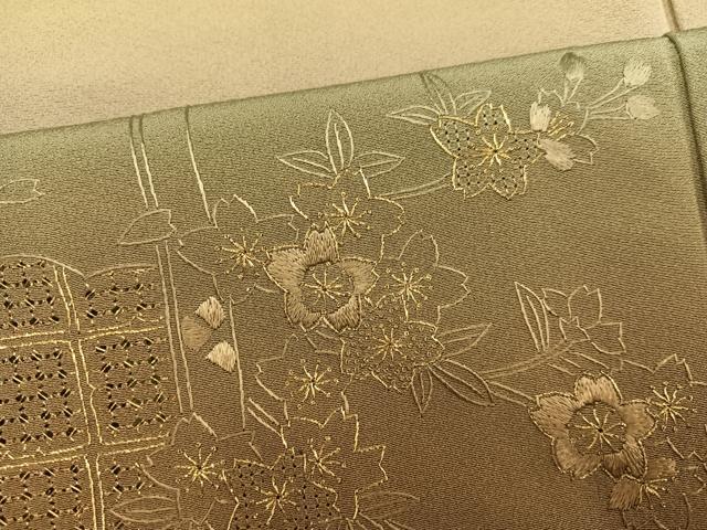 平和屋着物●訪問着　総刺繍　中国三大刺繍　スワトウ刺繍　汕頭刺繍　孔雀花文　暈し染め　金糸　正絹　逸品　AABK4389ph