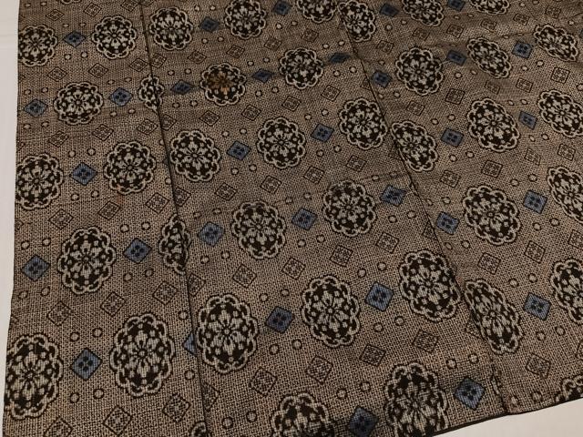平和屋着物●本場大島紬　割込み絣　花尽くし　正絹　逸品　AABK4391ph