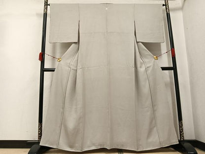 平和屋着物●京加賀友禅　百貫達雄監修　色無地　草花地紋　正絹　逸品　AABK4392ph