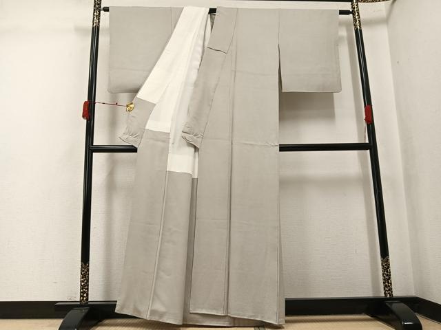 平和屋着物●京加賀友禅　百貫達雄監修　色無地　草花地紋　正絹　逸品　AABK4392ph